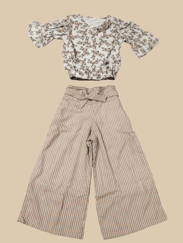 Floral Printed Top with Striped Palazzo Girls' Co-Ord Set D.4.2048 B.3668