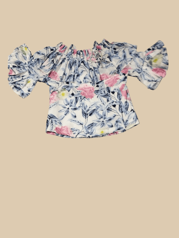 Blush Garden Off-Shoulder Top & White Floral Palazzo Set D.9/6 B.4519