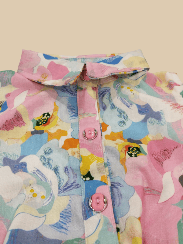 Girls' Sleeveless Floral Shirt Dress with Belt D.2.1365 B.1499