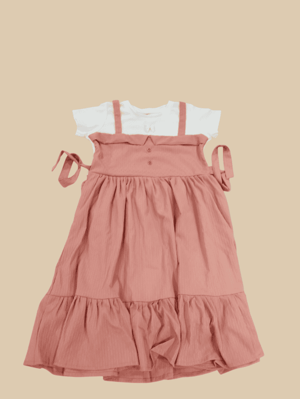 Dusty Rose Pinafore Style Frock with White Tee Combo D.15.1339A B.0973