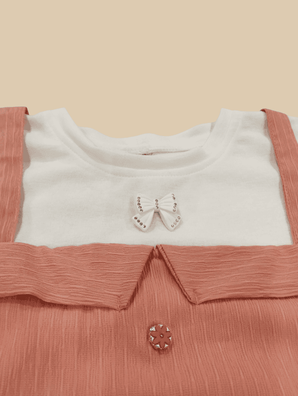 Dusty Rose Pinafore Style Frock with White Tee Combo D.15.1339A B.0973