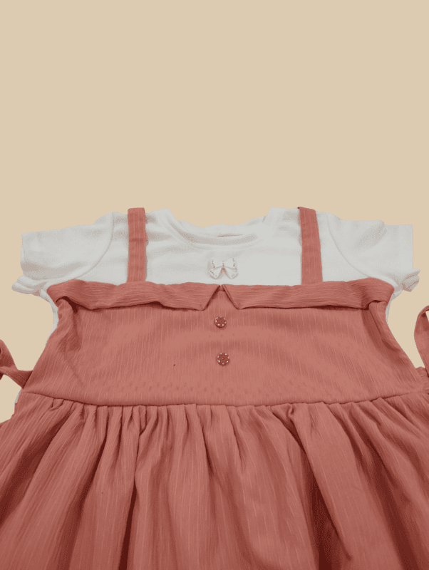 Dusty Rose Pinafore Style Frock with White Tee Combo D.15.1339A B.0973
