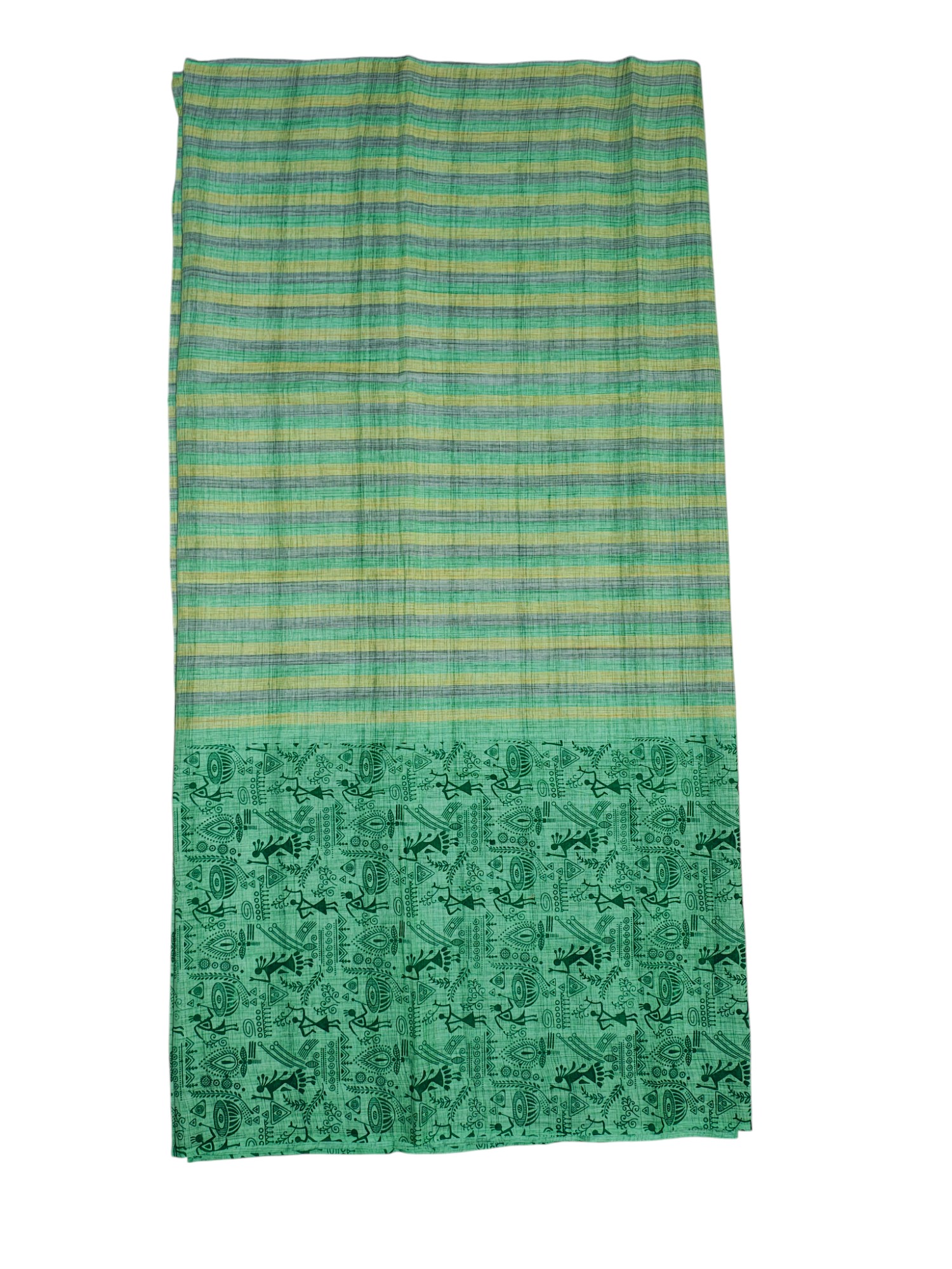 Green South Cotton Unstitched Salwar Suit Set with Dupatta for Women