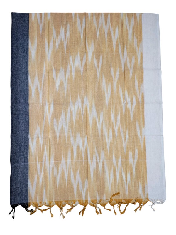 Beige Ikkat Cotton Unstitched Salwar Suit Dress Material with Dupatta