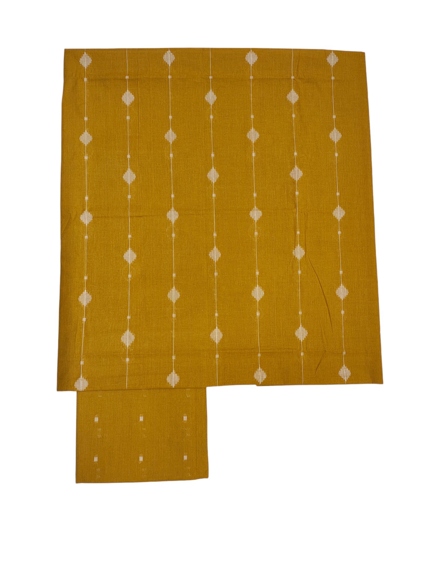Mustard Mangalagiri Cotton Unstitched Salwar Suit Set with Dupatta for Women