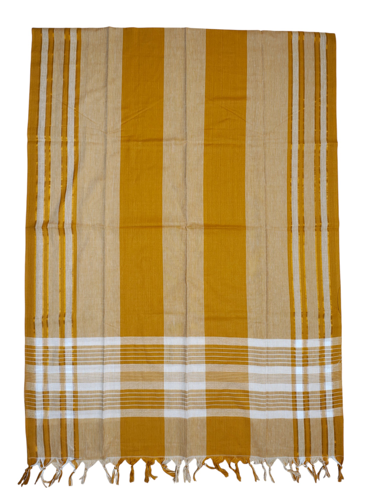 Mustard Mangalagiri Cotton Unstitched Salwar Suit Set with Dupatta for Women