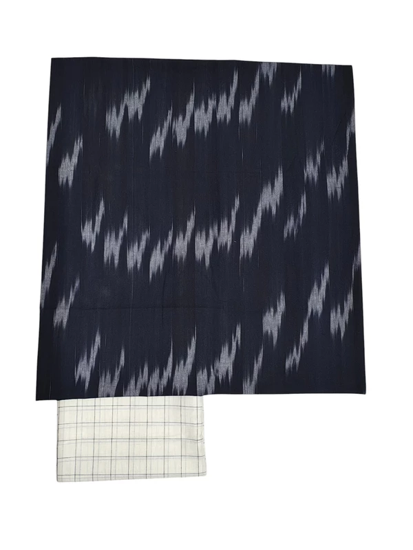 Black& White Ikkat Pure Cotton Dress Material