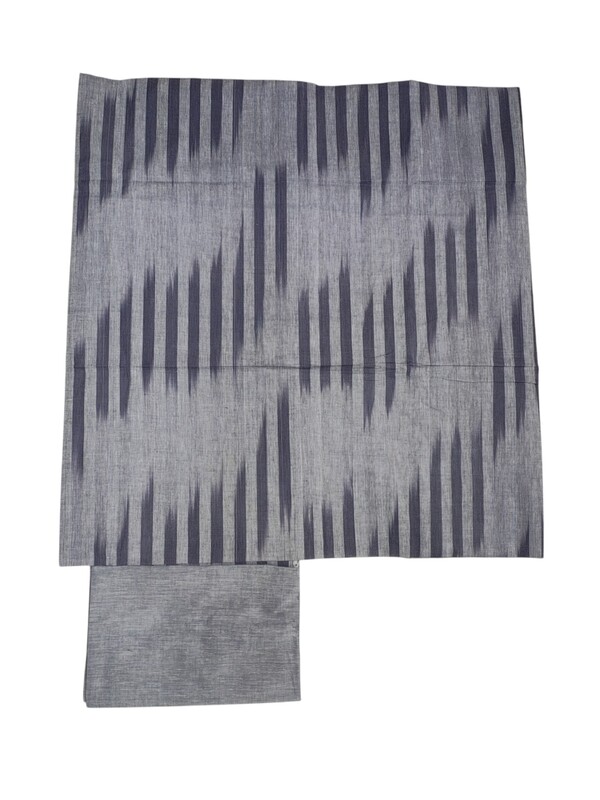 Grey Ikkat Unstitched Salwar Suit Dress Material with Dupatta