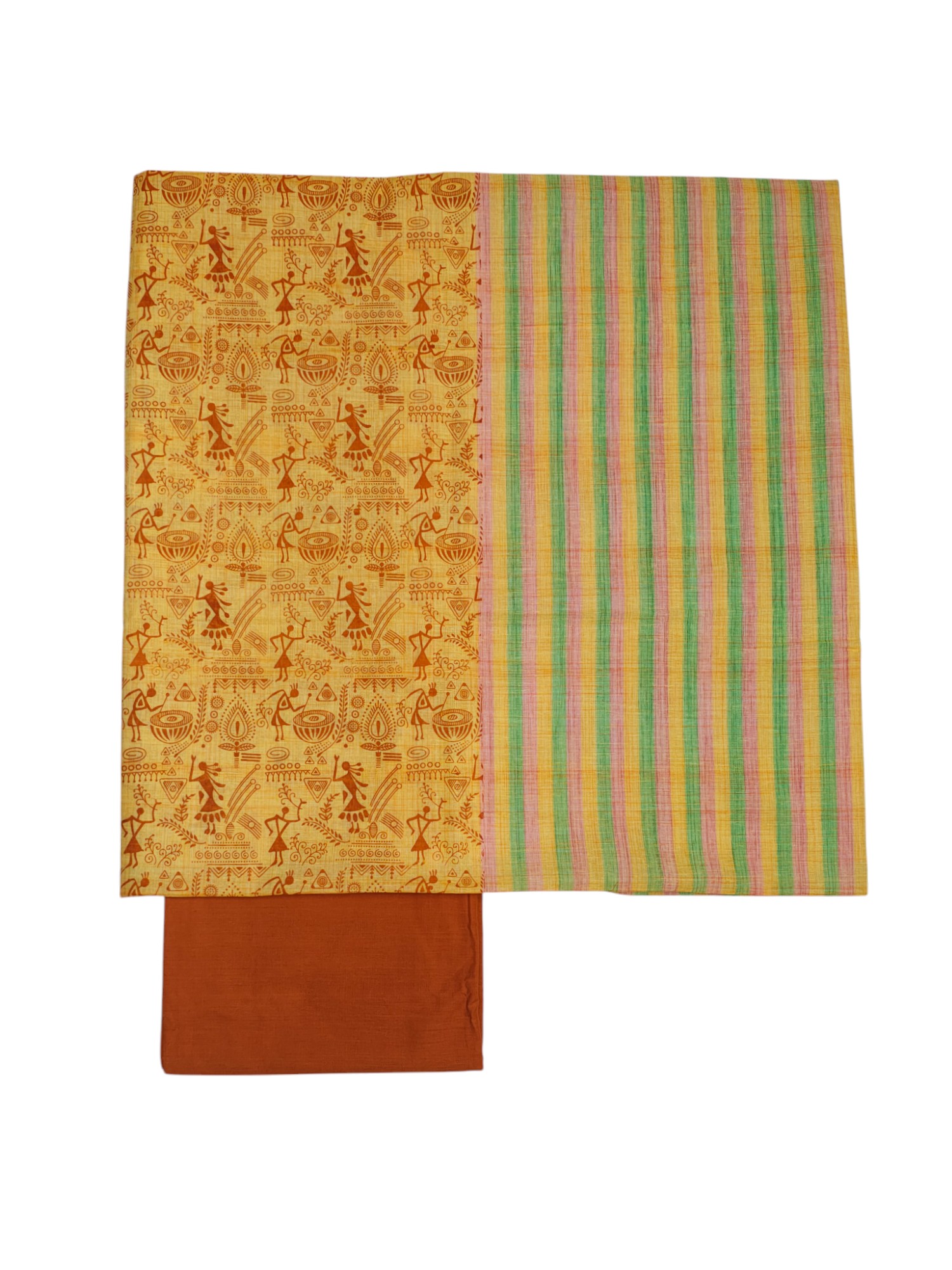 Yellow South Cotton Unstitched Salwar Suit Set with Dupatta for Women