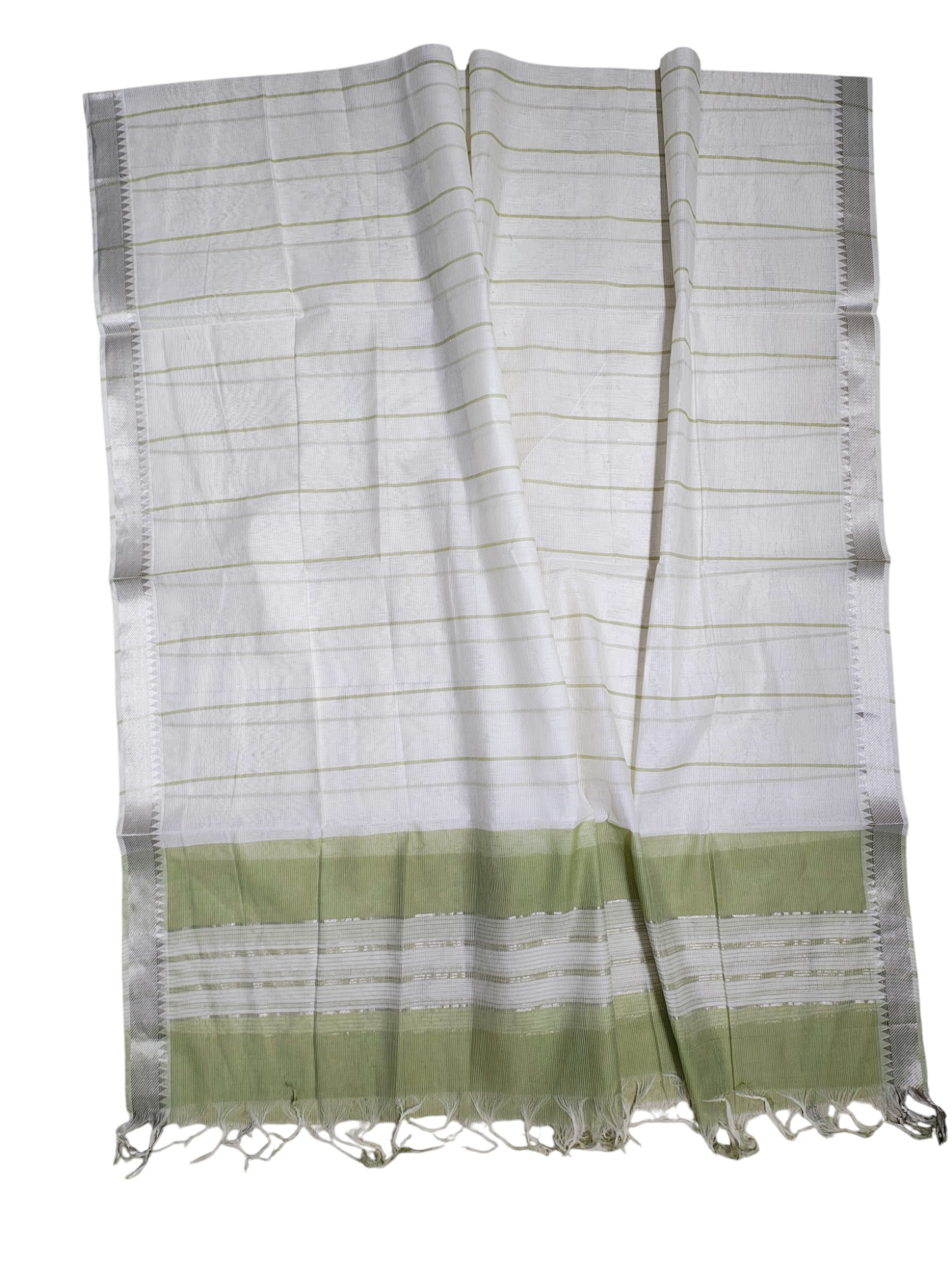 Green Mangalagiri Cotton Unstitched Salwar Suit Set with Dupatta for Women