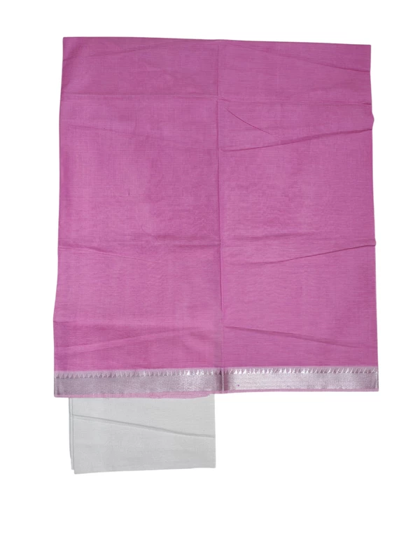 Pink Mangalagiri Cotton Unstitched Salwar Suit Set with Dupatta for Women