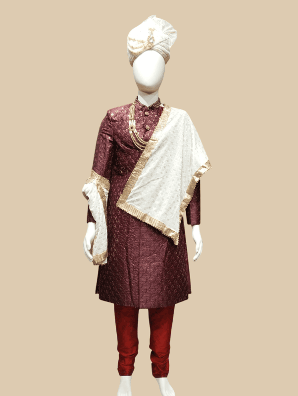 Maroon Embroidered Sherwani D.SL038