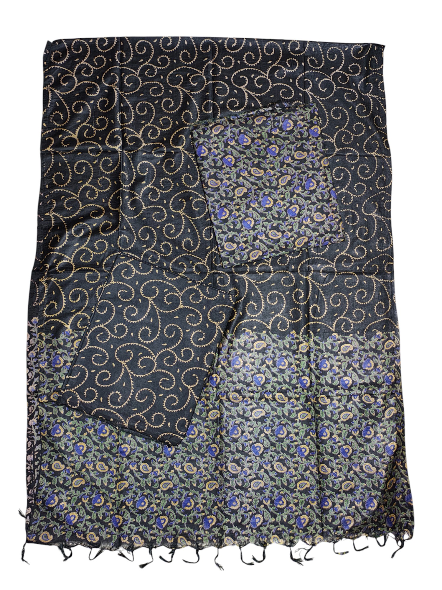 Black Ajrakh Block Print Silk Salwar Suit Set for Women