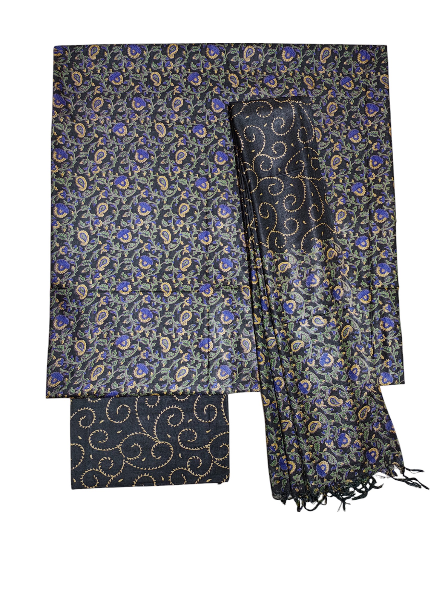 Black Ajrakh Block Print Silk Salwar Suit Set for Women