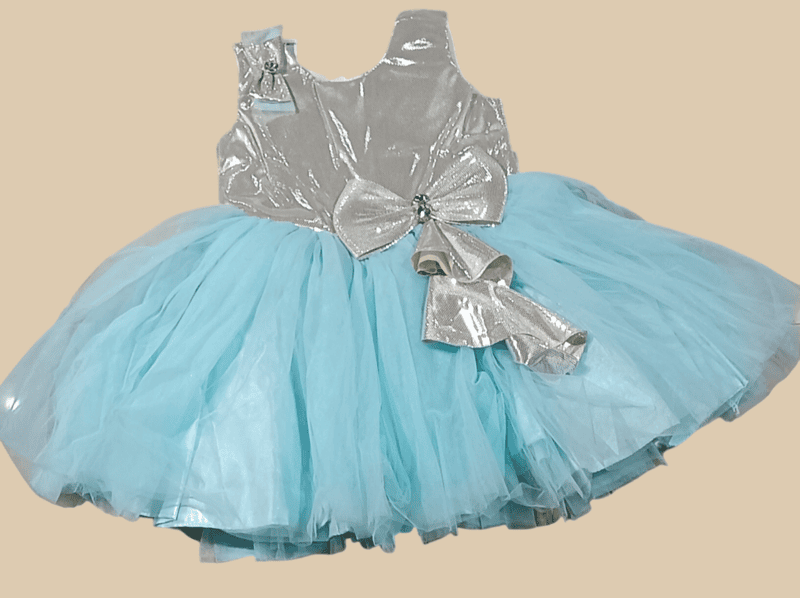 Elegant Ice Blue & Silver Party Dress for Baby Girls D.18/9