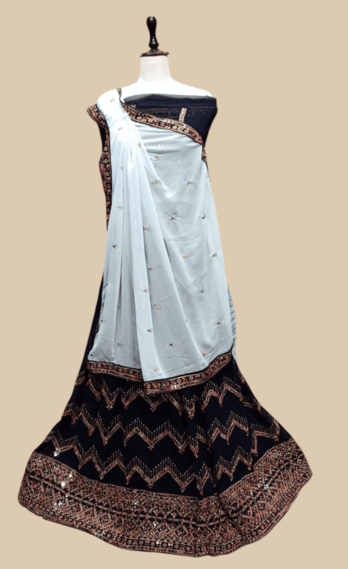 SLIDER Velvet Mirror Work Lehenga Choli Set D.9/4