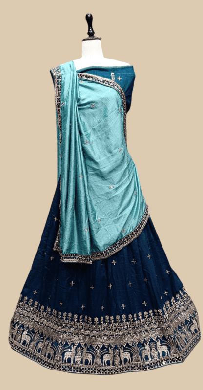 Regal Peacock Zari Embroidered Lehenga Choli Set D.6/2