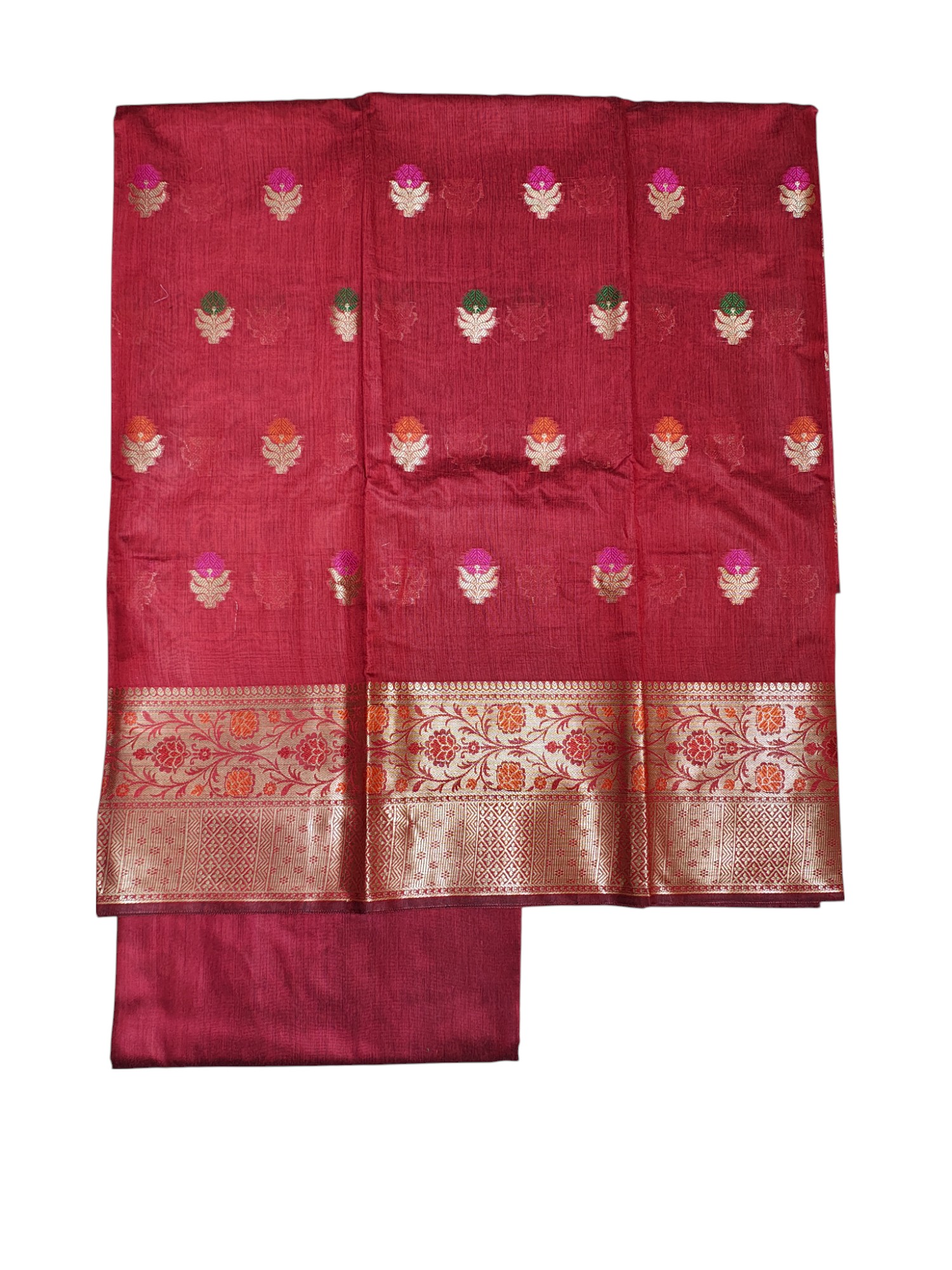 Maroon Banarasi Silk Unstitched Salwar Suit Set for Women