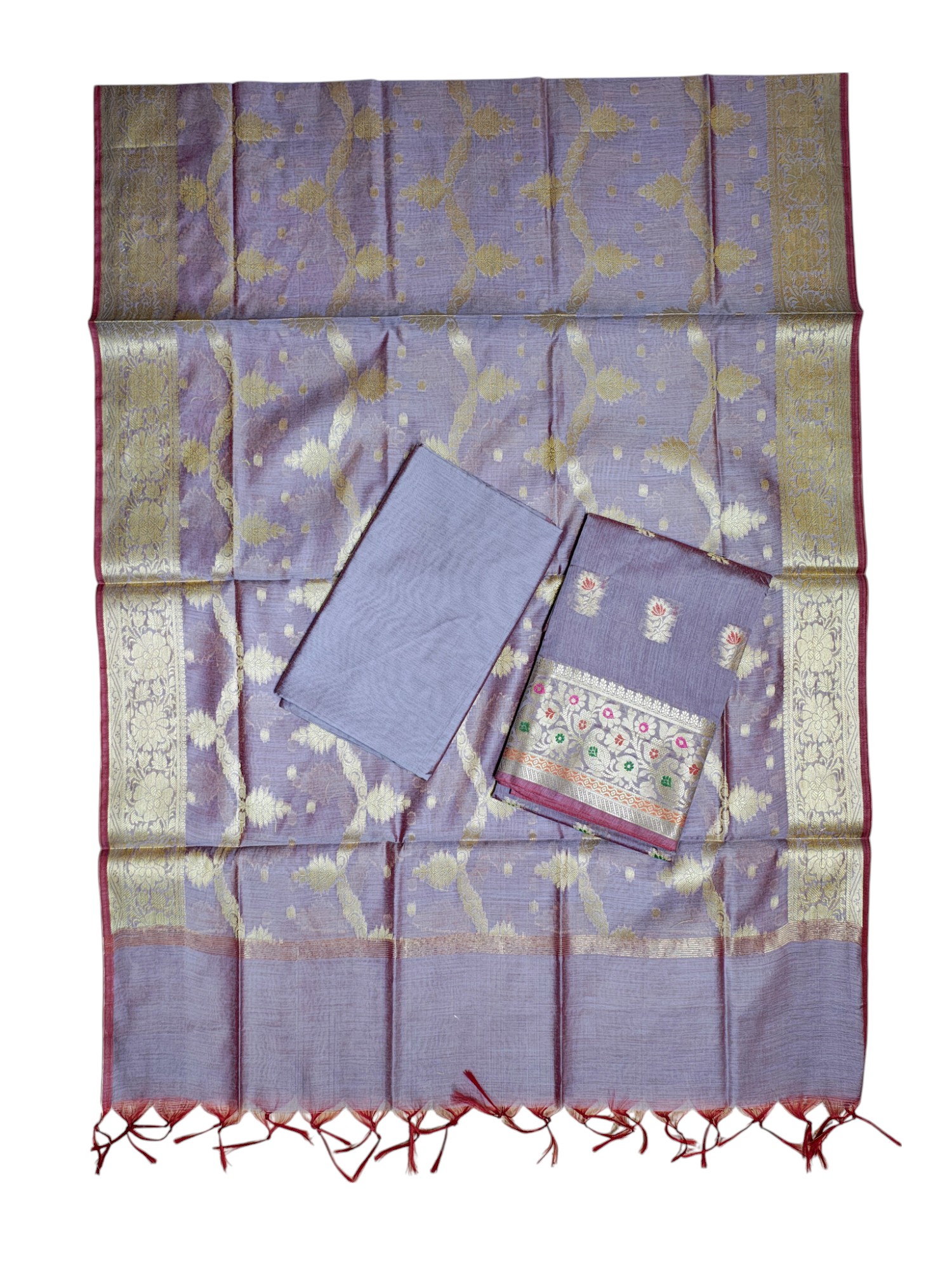 Lavender Banarasi Silk Dress Materials for Women