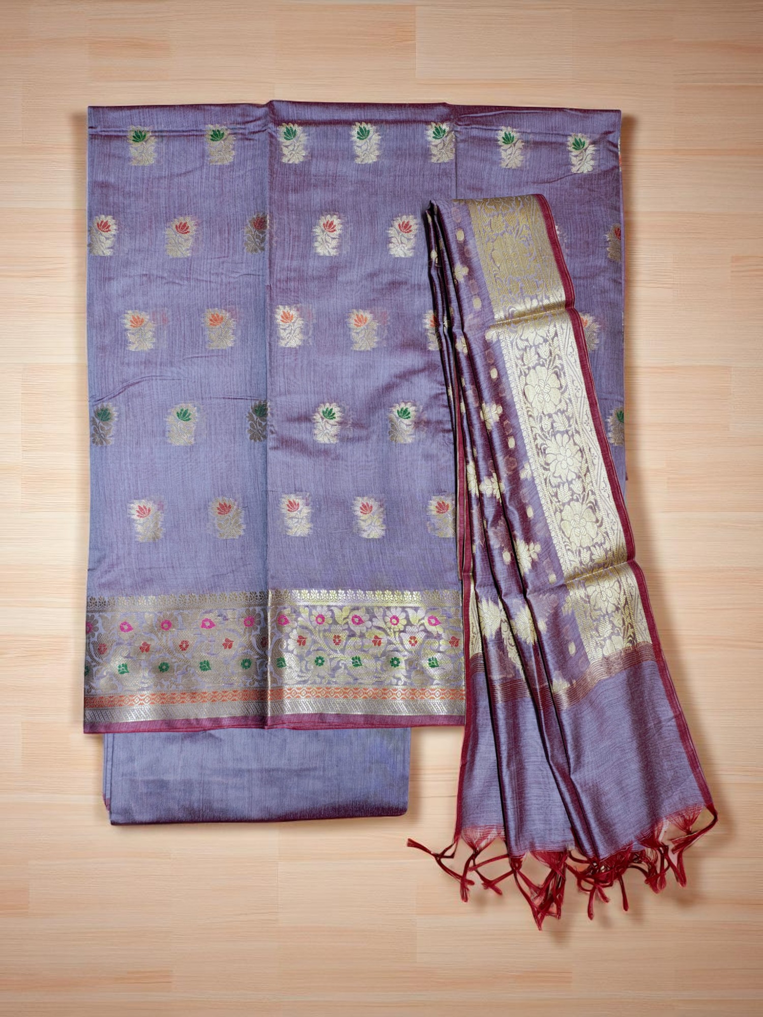 Lavender Banarasi Silk Dress Materials for Women