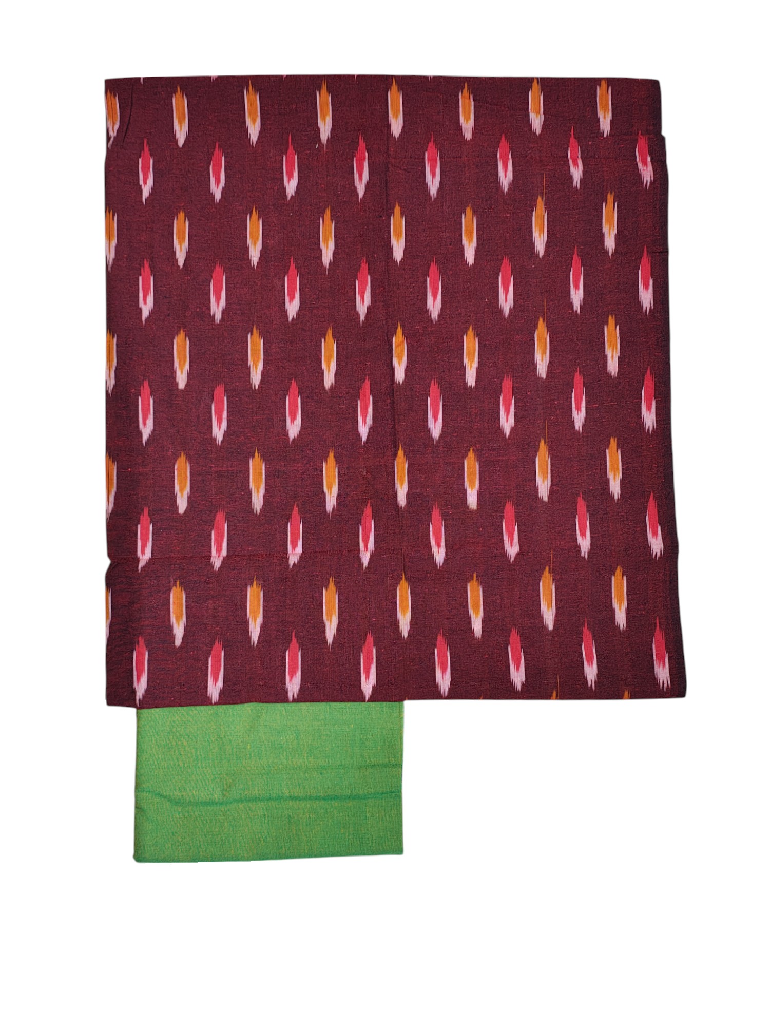 Peach Ikkat Cotton Unstitched Salwar Suit Set with Dupatta