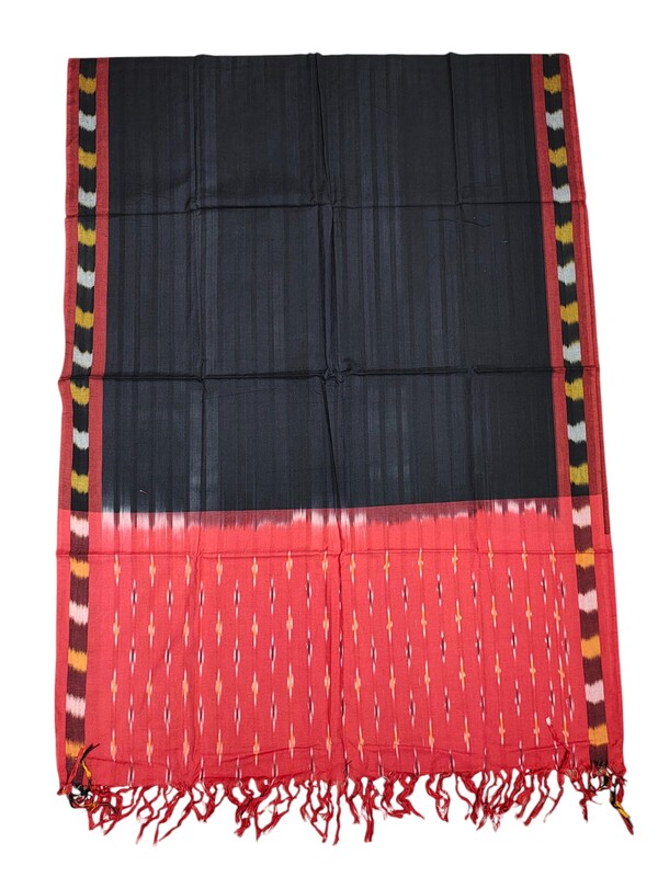Red Pochampally Ikkat Cotton Dress Material with Dupatta