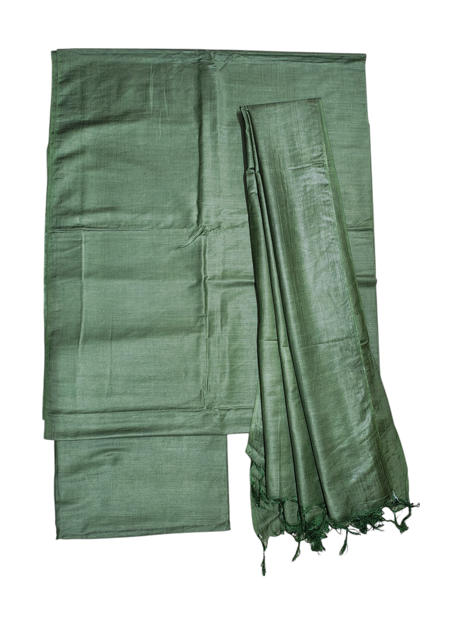 Green Unstitched Batik Print Cotton Salwar Suit Dress Material with Dupatta