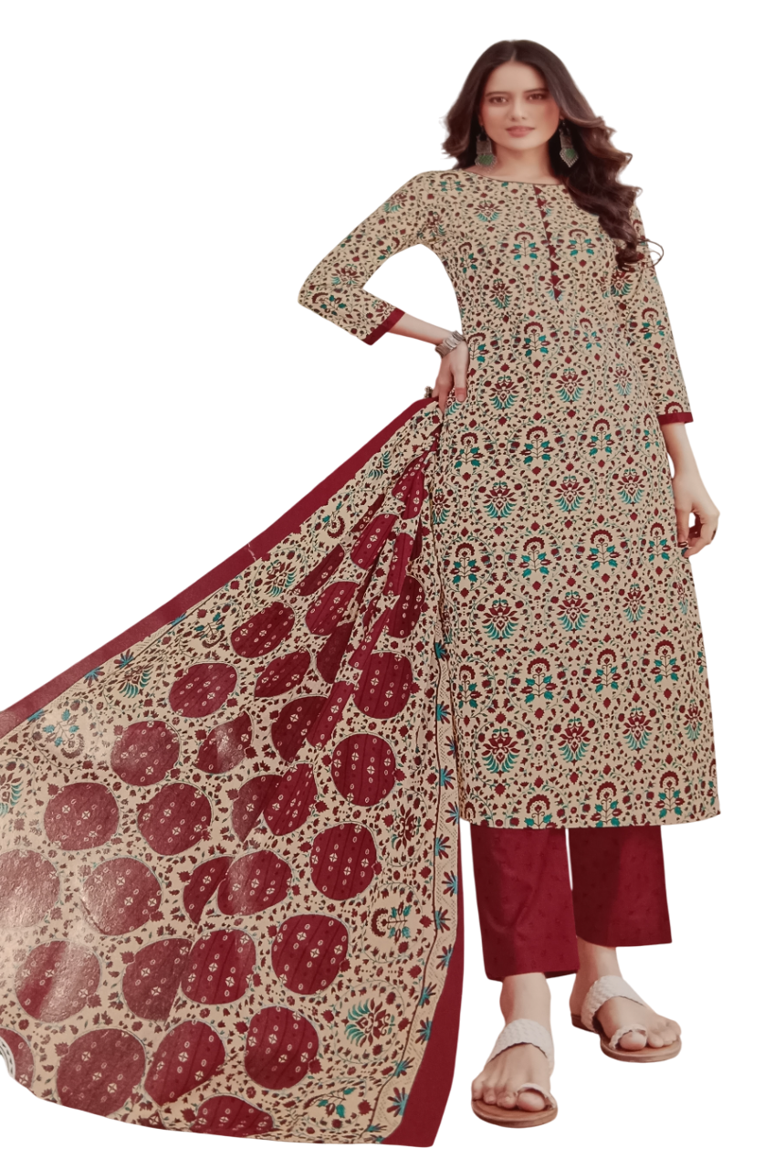 Women's Cotton Printed Dress Materials (Unstitched) D.6/16