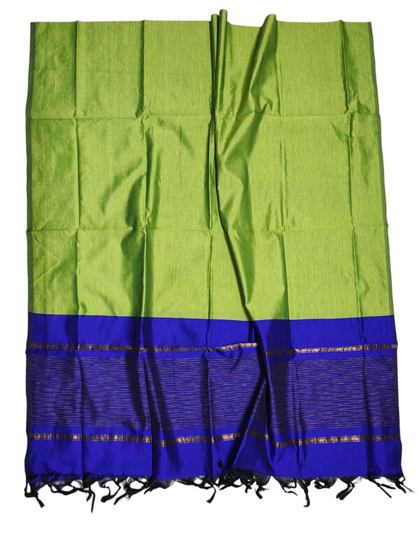 Blue & Green Pochampally Ikkat Silk Dress Material with Dupatta