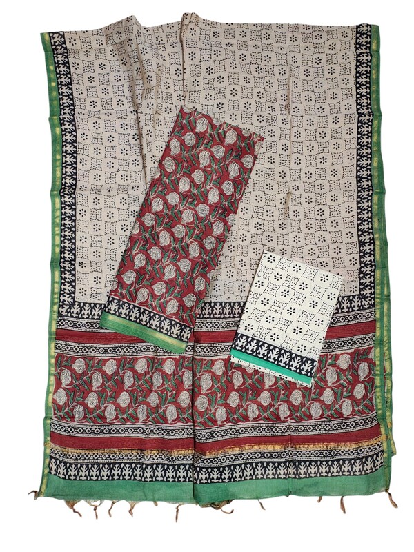 Maroon Chanderi Silk Unstitched Suit Set