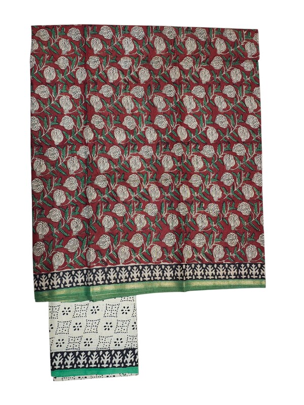 Maroon Chanderi Silk Unstitched Suit Set