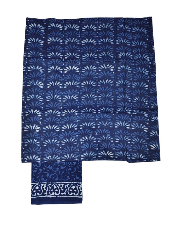 Indigo Chanderi Silk Unstitched Suit Set