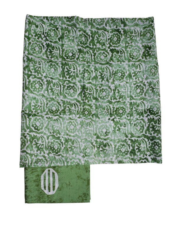 Green Chanderi Silk Unstitched Suit Set