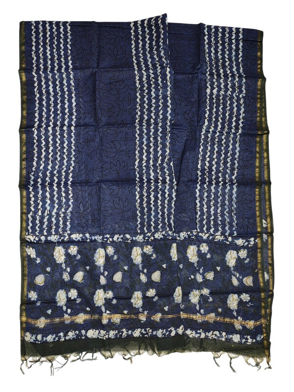 Blue Chanderi Silk Unstitched Suit Set