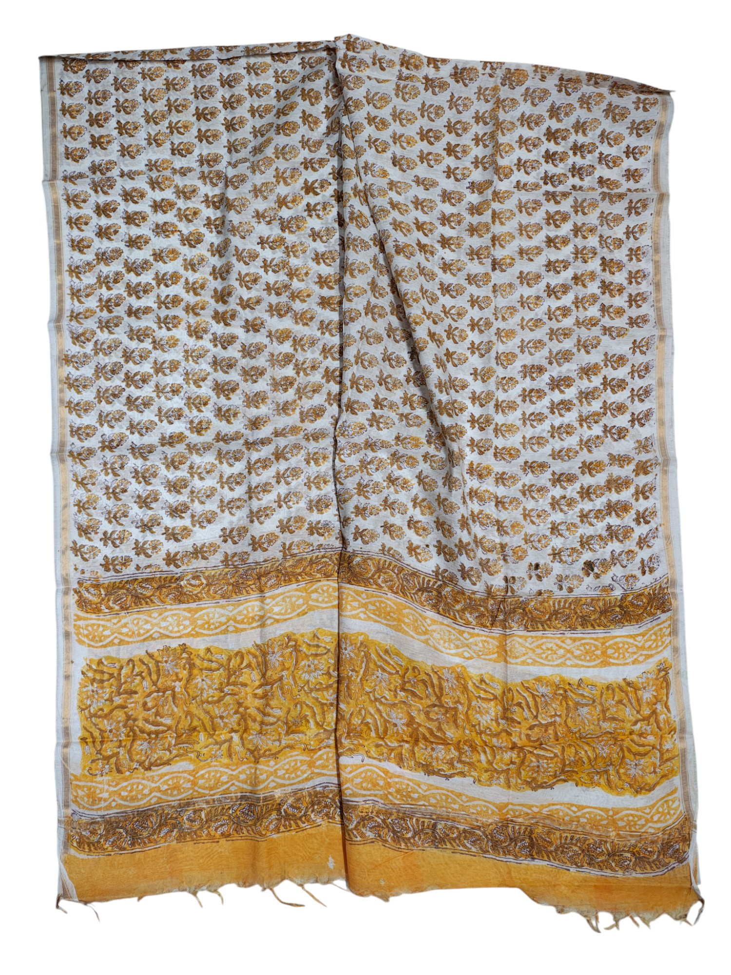 Mustard Chanderi Silk Unstitched Suit Set