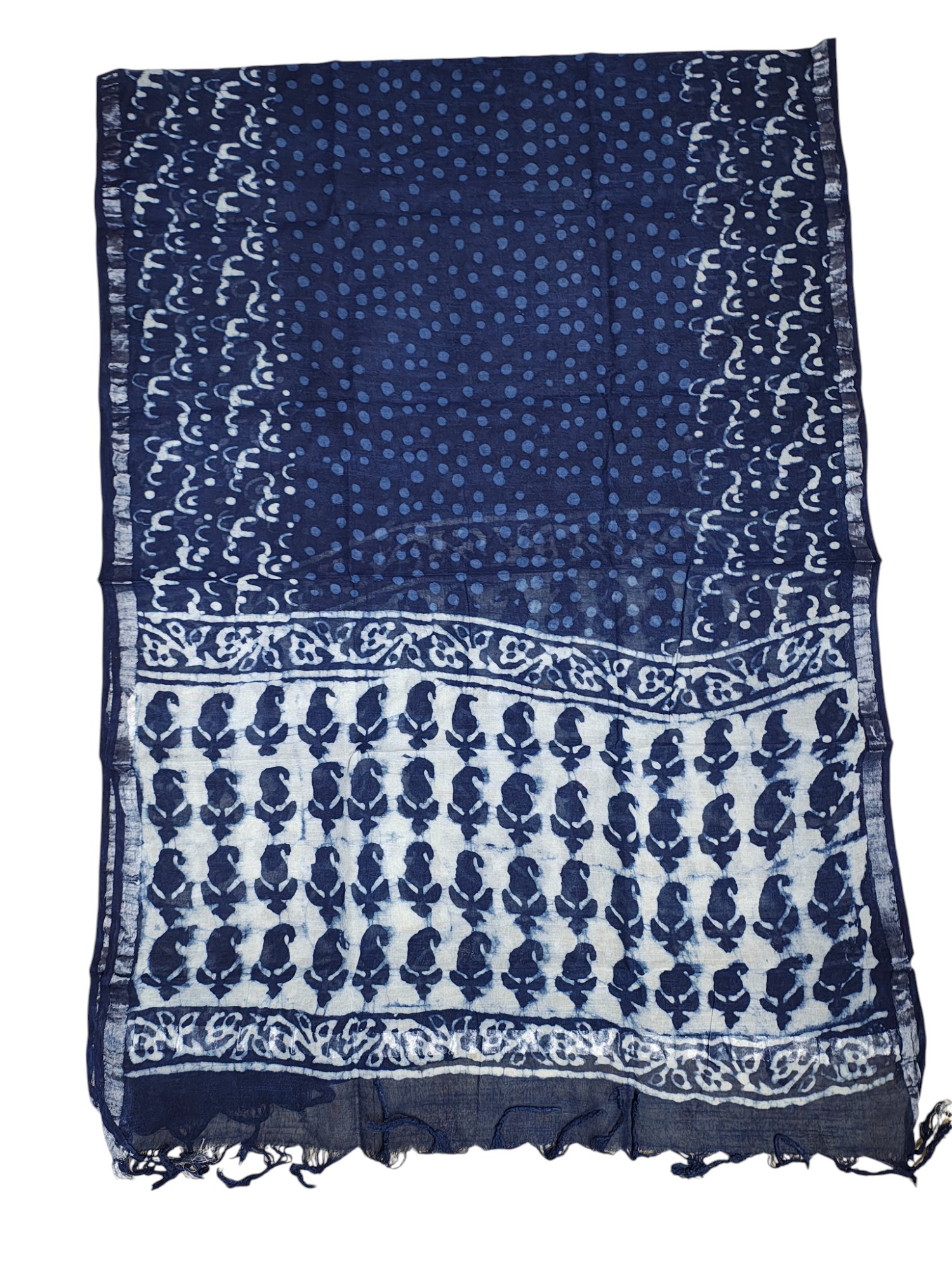 Indigo Dabu Print Pure Cotton Linen Salwar Suit Set