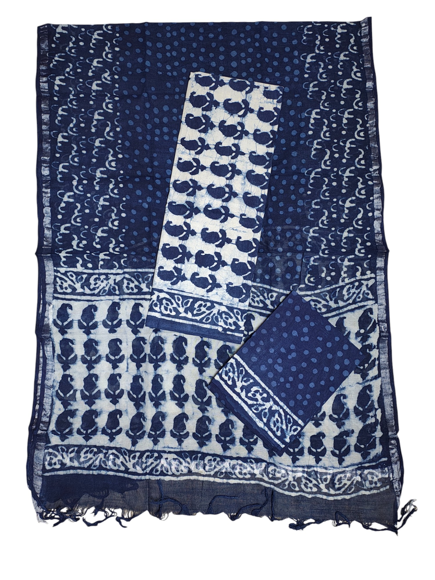 Indigo Dabu Print Pure Cotton Linen Salwar Suit Set