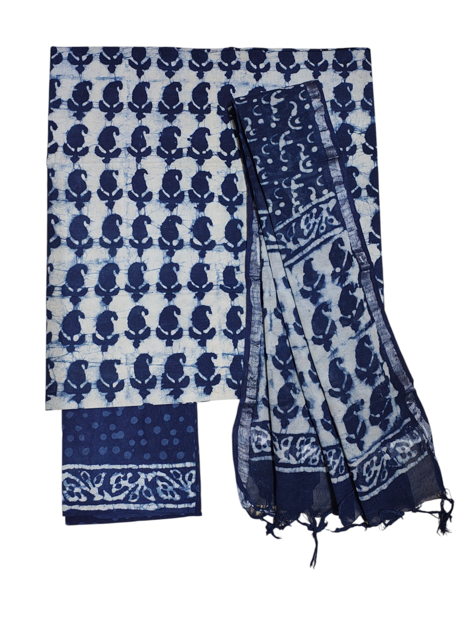 Indigo Dabu Print Pure Cotton Linen Salwar Suit Set