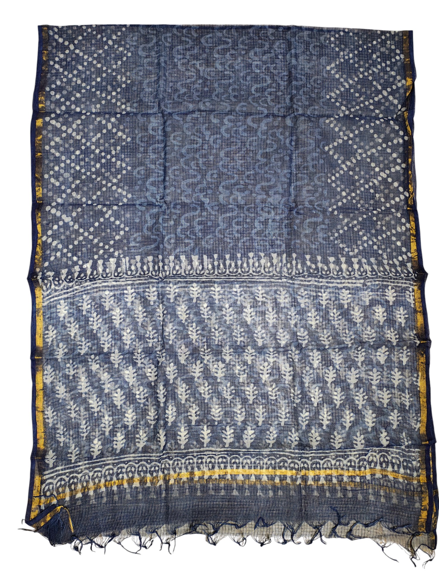 Indigo Dabu Print Kota Doria Dress Materials