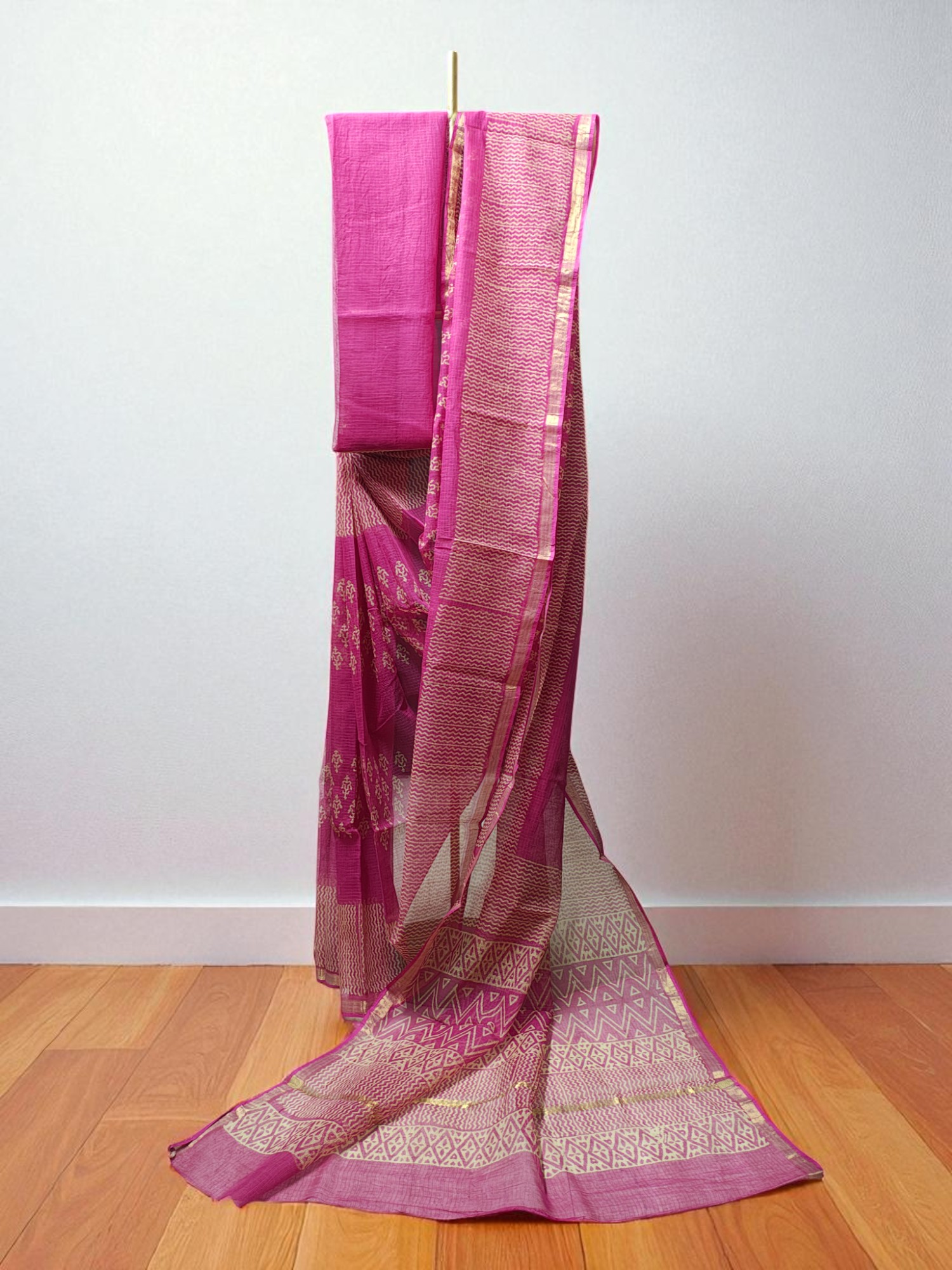 Pink Kota Doria Saree for Women
