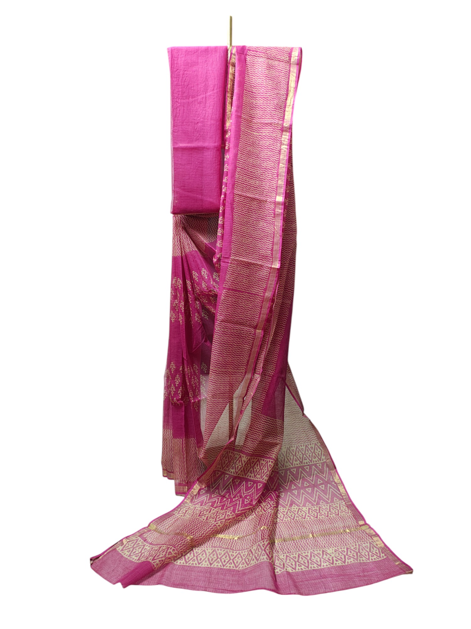 Pink Kota Doria Saree for Women