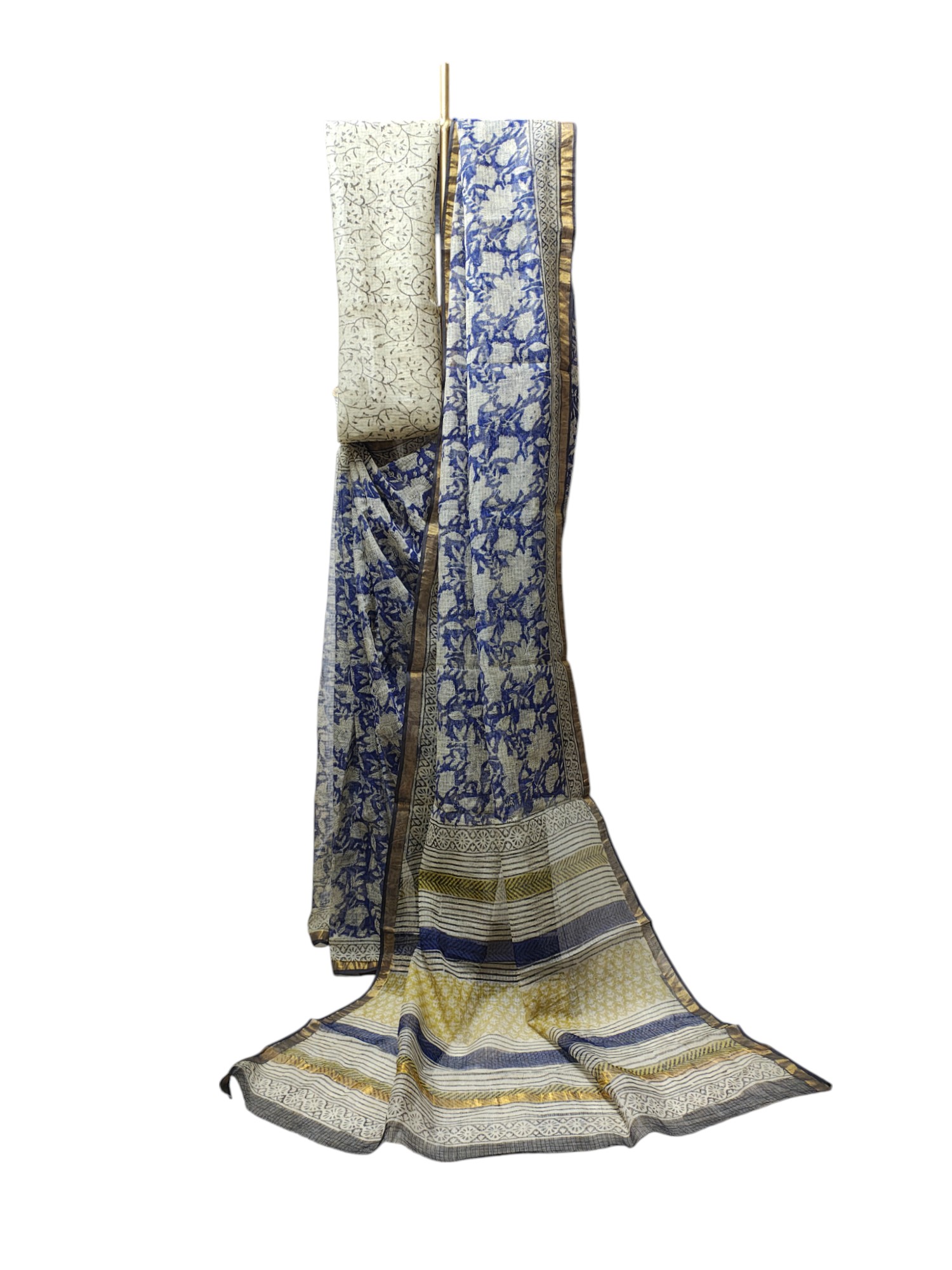 Blue Kota Doria Saree for Women