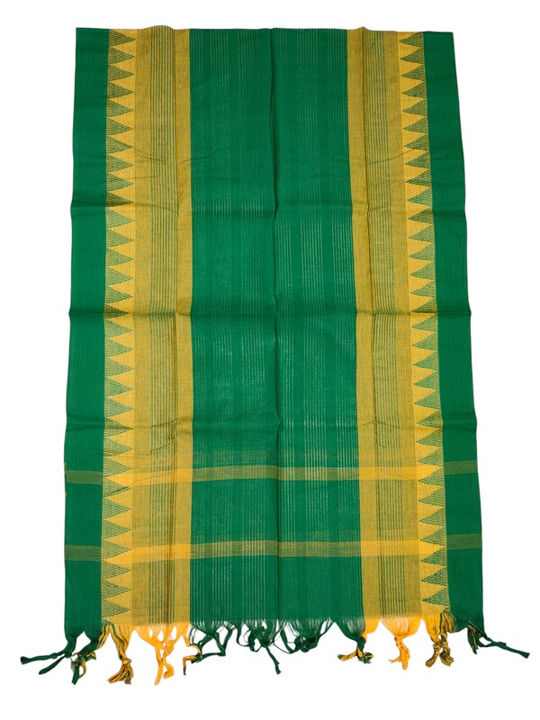 Olive Green Handloom Mangalagiri Cotton Solid Unstitched Salwar Suit Set with Dupatta for Women