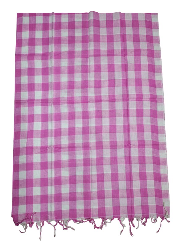 Pink Checks Pure Cotton Unstitched Salwar Suit Set with Dupatta for Women