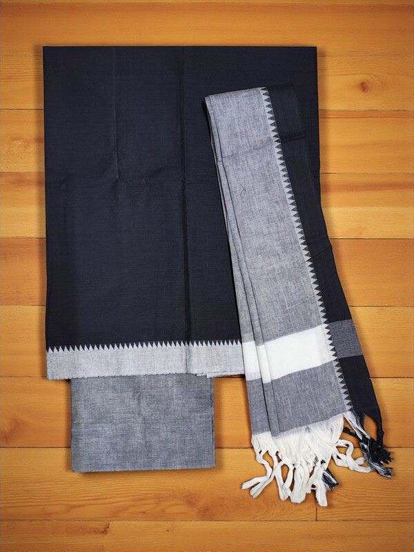 Pink & Green Mangalagiri Cotton Dress Materials for Women