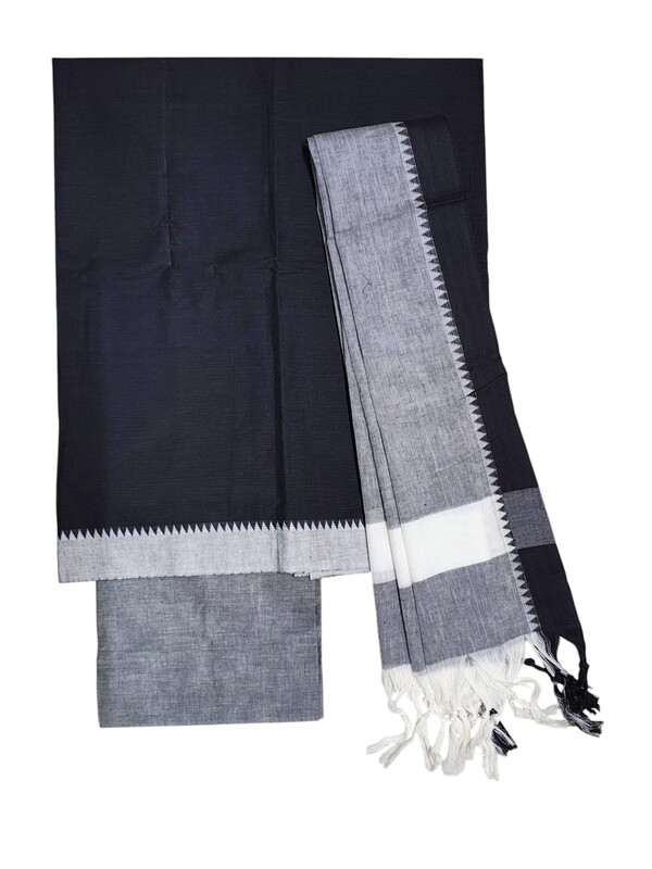 Pink & Green Mangalagiri Cotton Dress Materials for Women