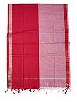 Red & White Mangalagiri Cotton Dress Materials for Women