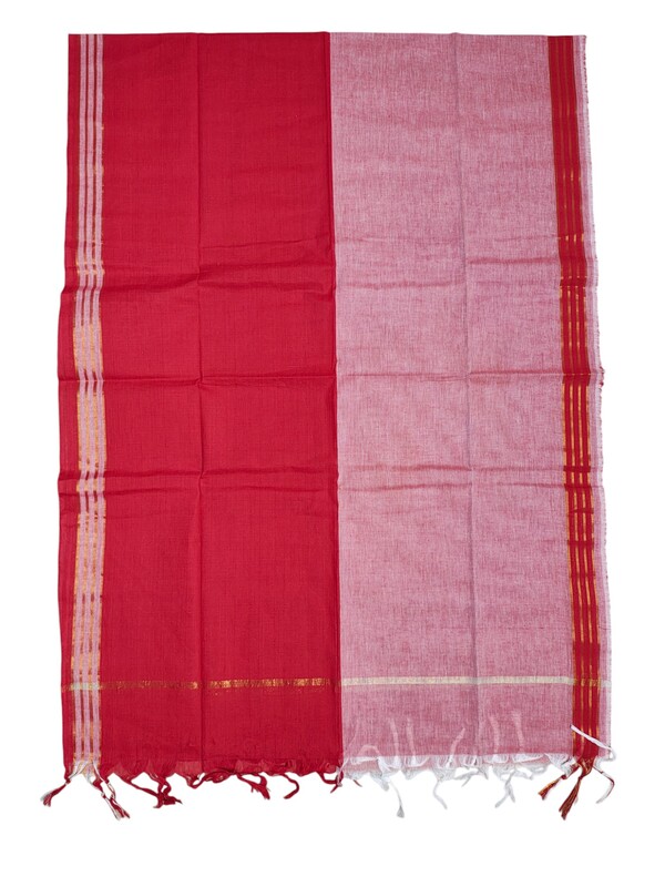 Red & White Mangalagiri Cotton Dress Materials for Women