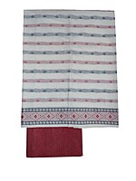 Red & White Mangalagiri Cotton Dress Materials for Women