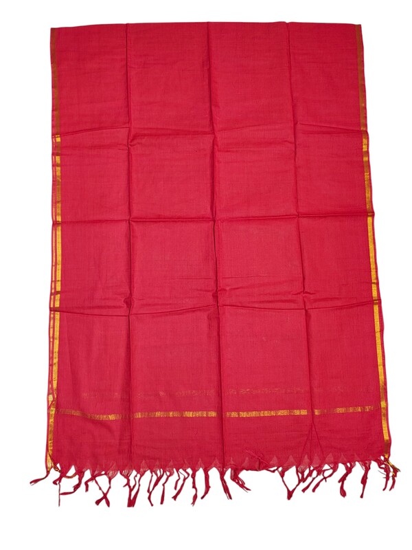 Red & Black Mangalagiri Cotton Dress Materials for Women